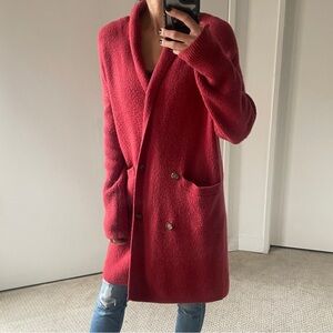 J Crew double breasted sweater red merino blend